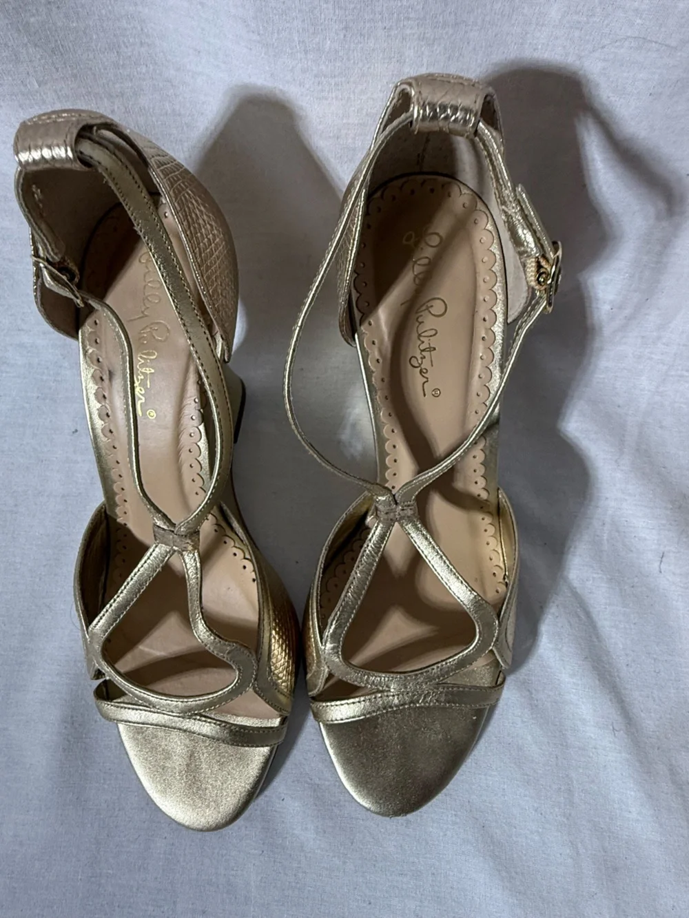 Lilly Pulitzer Metallic Gold Strappy Wedge Sandals